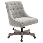 OSP Home Furnishings - Tindal Office Chair-White Boucle Rustic Wood Base, Salt & Pepper - Elevate your workspace to new heights of comfort and style with our plush Boucle Upholstered Office Chair, the perfect blend of comfort, style, and functionality. Featuring attractive button-tufting detail, this chair adds a touch of elegance to any workspace. With 360? swivel, you can effortlessly move around your desk, reaching everything you need with ease. Height adjustable seat ensures optimal positioning for your body. The adjustable tilt tension allows you to customize the seat angle to suit your preferences, promoting a more relaxed and productive work environment.Crafted with a beautiful wood base and scuff-guards, this chair not only looks great but also offers long-lasting durability. The burnished metal caster caps add a stylish upgrade, making this chair a statement piece in your office.Assembly is a breeze with the simple base and caster attachment.
