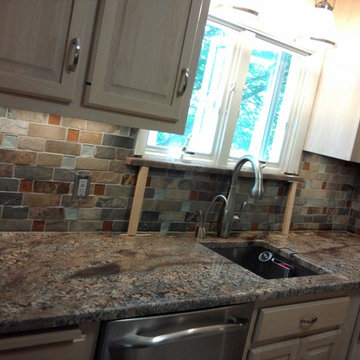 Fake Bricks & Crema Bordeaux Granite Countertops