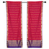 2 Lined Bohemian Indian Sari Curtains Rod Pocket Living Room Decor-43W x 96L