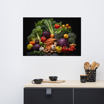 Decorative Kitchen Wall Decor: A Bounty of Colors Photorealistic Painting