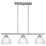 Livex Lighting - Somerset Island Light, Brushed Nickel - Smooth lines meet gorgeous materials in our Somerset collection. The sleek design will add contemporary class and appeal to your home. This three light linear chandelier features a brushed nickel finish with satin glass.