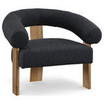 Meridian Furniture - Winston Boucle Fabric Upholstered Accent Chair, Black - Give your room a distinctly modish look when you bring home this Winston boucle fabric accent chair. This handsome chair has a true mid-century modern design with its rounded back and wooden frame. Black boucle fabric is soft to the touch and durable too, so it gives the chair longevity and resistance to damage. Solid wooden legs form a strong foundation for this pretty seat that's perfect for the living room, bedroom or other area.
