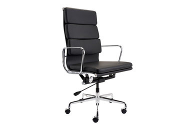 Sleek Modern Retro Office Leather Chair Black
