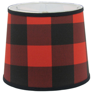 Red and Black Buffalo Plaid Lamp Shade, Red and Black, 10"