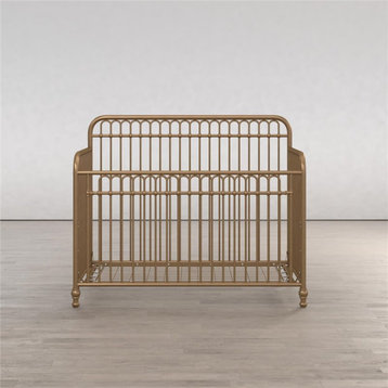 Little Seeds Modern Ivy 3-in-1 Convertible Metal Crib Nursery Furniture in Gold
