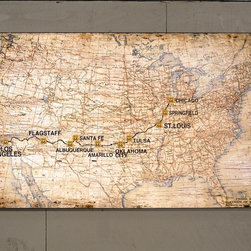 Wood "Route 66" US Map - Products