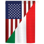 Breeze Decor - US Italian Friendship 2-Sided Vertical Impression House Flag - Size: 28 Inches By 40 Inches - With A 4"Pole Sleeve. All Weather Resistant Pro Guard Polyester Soft to the Touch Material. Designed to Hang Vertically. Double Sided - Reads Correctly on Both Sides. Original Artwork Licensed by Breeze Decor. Eco Friendly Procedures. Proudly Produced in the United States of America. Pole Not Included.