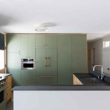 West View Mid Century Modern Green Kitchen