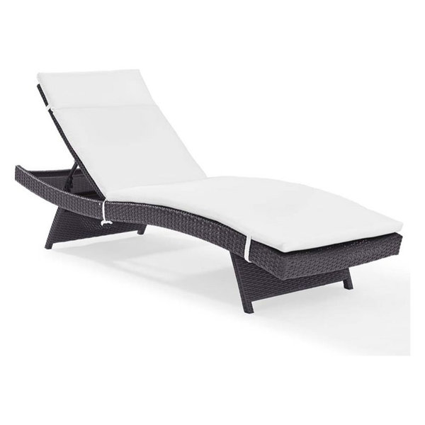 Pemberly Row Patio Chaise Lounge in Brown and White