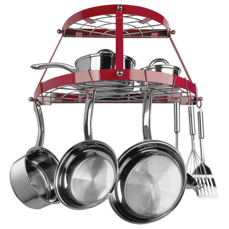 Range Kleen 22-Piece Red Enamel Double Shelf Pot Rack