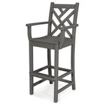 Polywood - Chippendale Bar Arm Chair, Slate Gray - You'll feel both refreshed and relaxed as you enjoy your stay in this comfortable bar height chair with arms. POLYWOOD furniture is constructed of solid POLYWOOD lumber that's available in a variety of attractive, fade-resistant colors. It won't splinter, crack, chip, peel or rot and it never needs to be painted, stained or waterproofed. It's also designed to withstand nature's elements as well as to resist stains, corrosive substances, salt spray and other environmental stresses. Best of all, POLYWOOD furniture is made in the USA and backed by a 20-year warranty.