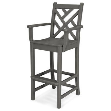 Chippendale Bar Arm Chair, Slate Gray