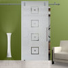 Sliding Glass Barn Door With Frosted Designs 2000, 30"x81", Recessed Grip