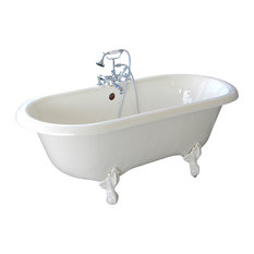 Marquis White Double Clawfoot Tub With White Feet, No Drilled Faucet Hole