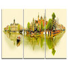 "Amsterdam Panoramic View" Watercolor Canvas Print, 3 Panels, 36"x28"