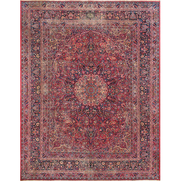 Pasargad Home Antique Mashad Collection Hand-Knotted Wool Area Rug, 10'3"x13'2"