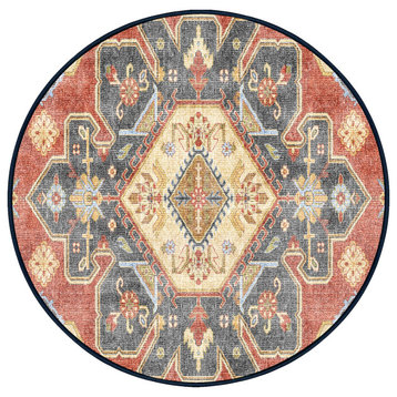 Washable Juliette Indian Spice Area Rug, Round 3'