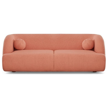Querno Modern Luxury Japandi Style Boucle Fabric Curvy Sofa Couch in Pink