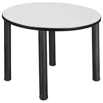 Regency Kee 36 in. Medium Round Breakroom Table- White Top, Black Legs