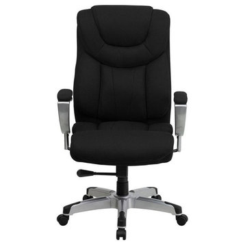 Pemberly Row Contemporary Fabric Tall Office Chair with Arms in Black