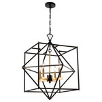 Artcraft Lighting - Roxton AC11204 Chandelier, Matte Black - Linear in design, the Roxton collection is comprised of a matte black exterior cage which a diamond within a square that encases a harvest brass inner chandelier cluster. 4 light shown (larger versions available)