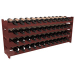 Wine Racks America - 48-Bottle Scalloped Wine Rack, Redwood, Cherry Stain - Stack four cases of wine in a decorative 48 bottle rack using pressure-fit joints for easy assembly. This rack requires no hardware, no tools, and is ready to use as soon as it arrives. Makes for a perfect gift and stores wine on any flat surface.
