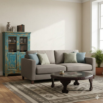 Shabby Chic Turquoise Blue Half-Glass Doors Medium Size Cabinet cs5382N