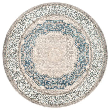 Safavieh Sofia Collection SOF365 Rug, Light Grey/Blue, 5'1" Round
