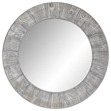 27.5" Rustic Solid Fir Mirror in Grey (Round)