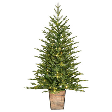 Gibson Slim Potted Pine Artificial Christmas Tree , Green, 4' x 31"