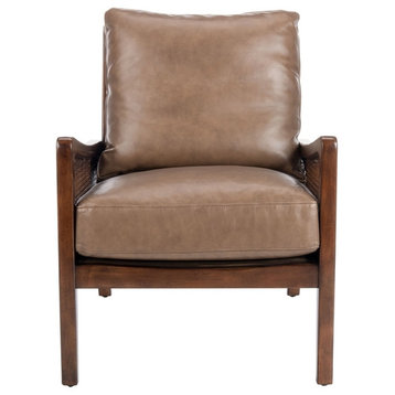 Moretti Wood Frame Accent Chair Dark Brown Safavieh