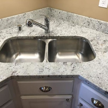 A corner sink utilized the most storage
