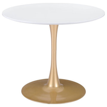 ZUO Opus Modern Steel Metal and MDF Dining Table in White Finish