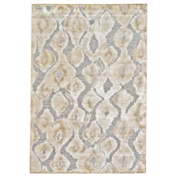 Weave & Wander Pellaro Metallic Ikat Rug, Gray/Beige, 9'8"x12'7"