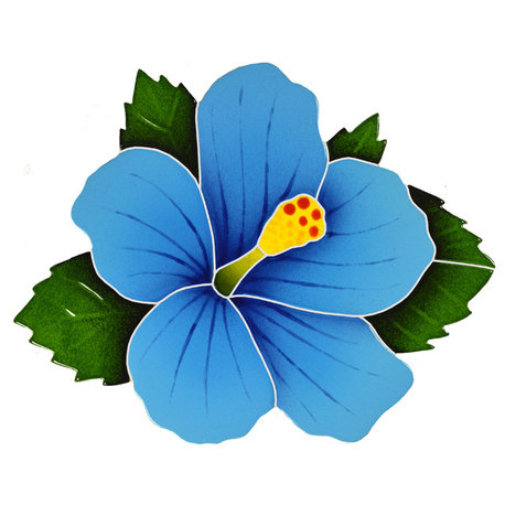 Hibiscus Ceramic Swimming Pool Mosaic 9"x10", Blue