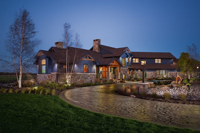 Inspiration for a rustic wood exterior home remodel in New York