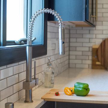 Custom Diamond Tiles merge with Handcrafted Subway Tile