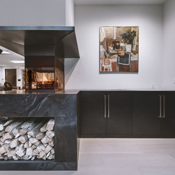 Smokey Black Granite Fireplace Surround