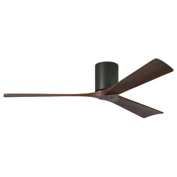 Irene 3 Blade Paddle Ceiling Fan With Walnut Tone Blades, Black Finish, 60"