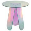 Clearic Acrylic End Table Clear Round Side Table Modern Accent Table Iridescent
