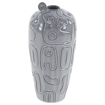 Craftsman Circles and Curves Design Ceramic Vase, 13"