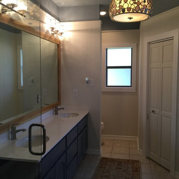 Coastal Farmhouse. I think I officially live for re-doing 80's master bathrooms.