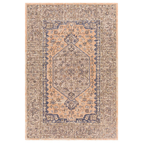 Urfa URF-2309 Traditional Peach/Blue 8'10"x12' Area Rug