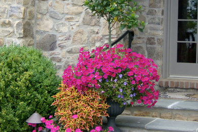 Design ideas for a traditional full sun backyard stone landscaping in Baltimore.