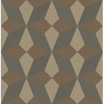 Valiant Copper Faux Grasscloth Mosaic Wallpaper, Sample