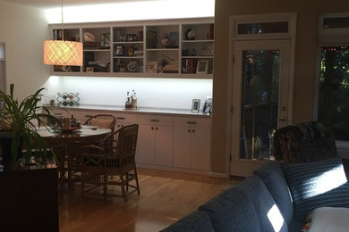 Example of a beach style dining room design in Other