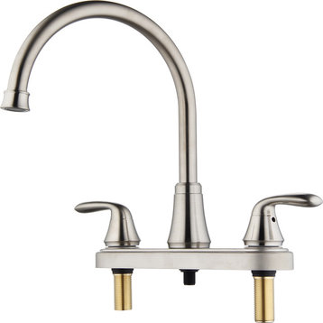 Morganite 8" Two-Handle Kitchen Faucet and Side Sprayer, Brushed Nickel