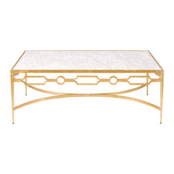 Worlds Away Grace Gold Leaf and Marble Coffee Table - Coffee Tables