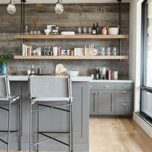 wood backsplash in kitchen
