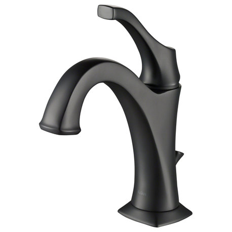 Arlo Single Handle 1-Hole Bathroom Basin Faucet, Lift Rod Drain, Matte Black